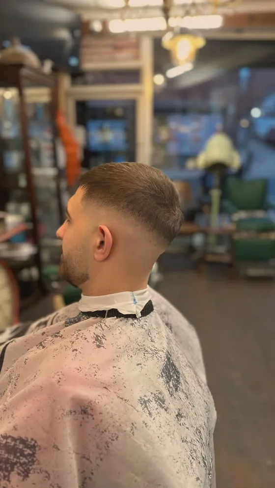 A short, clean crop and taper finished at Dapper Chaps